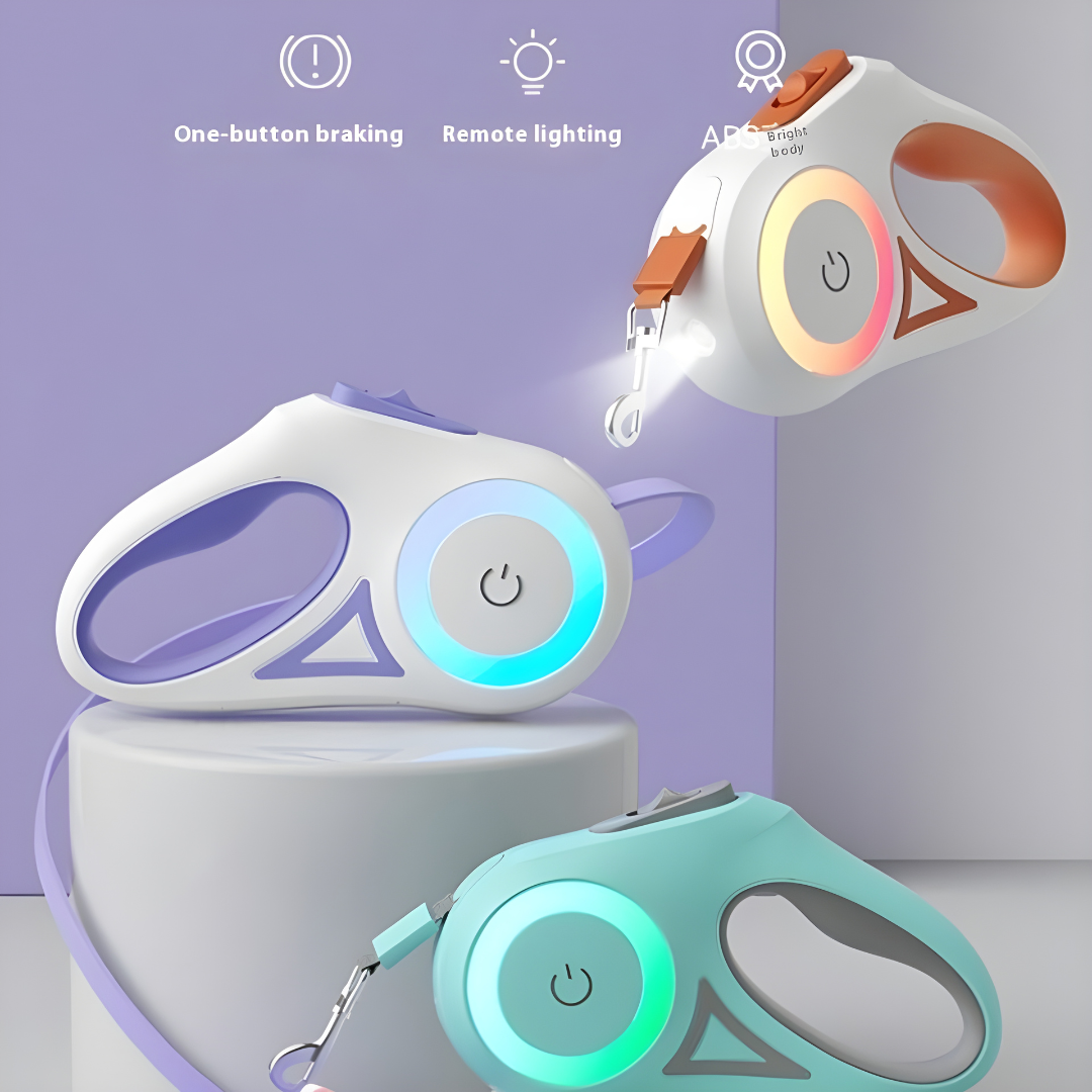 LunaraPets™ – Retractable Dog Leash with LED Light & Collar Set
