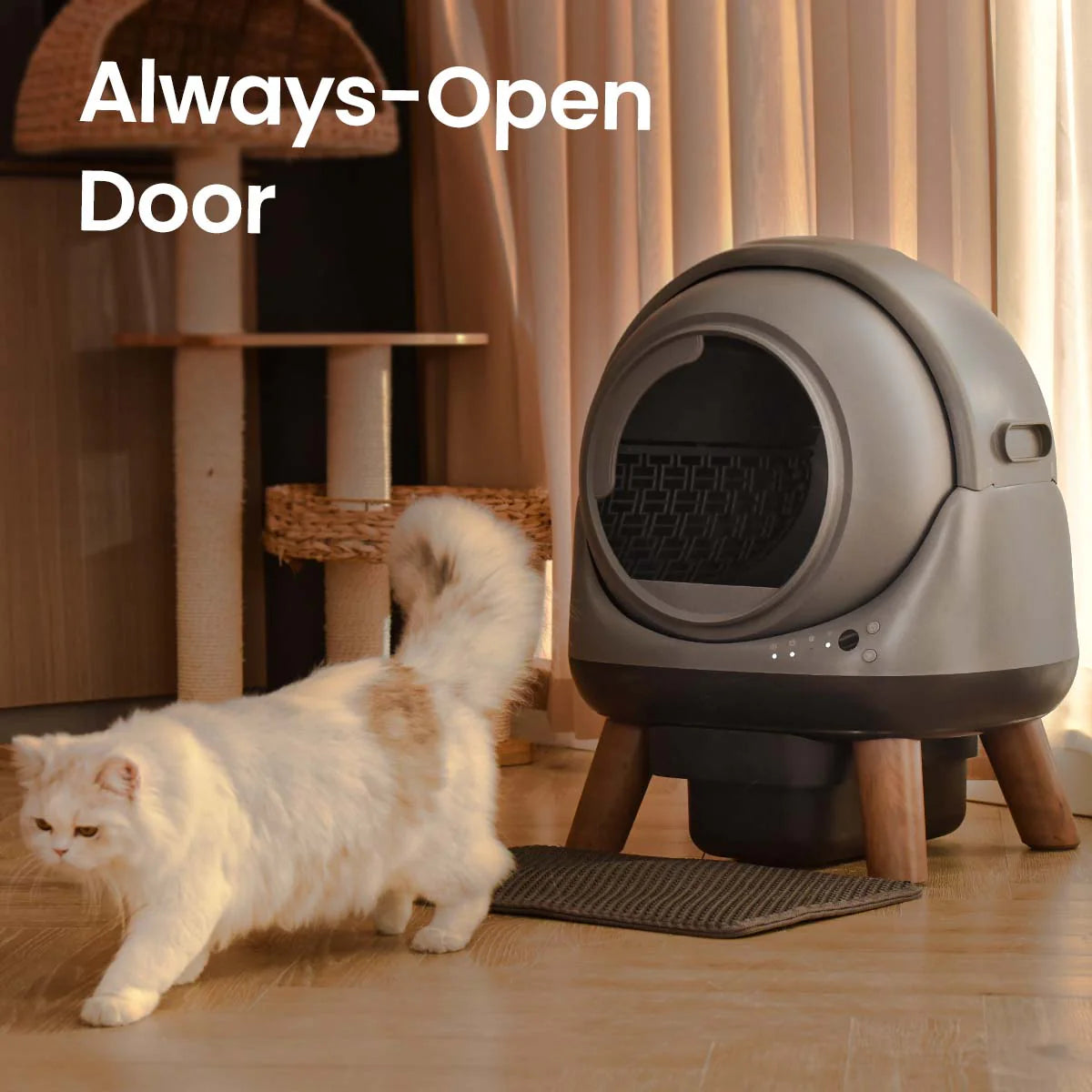 Whiskora™ – Wide Opening Smart Self-Cleaning Litter Box