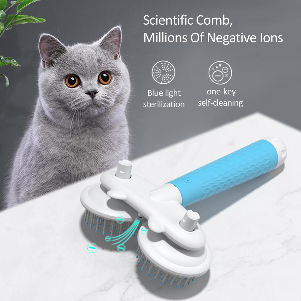 Lunapaw – Dual-Action Pet Grooming Brush with Self-Cleaning Button