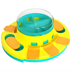 Colorful puzzle toy with a transparent center on a white background