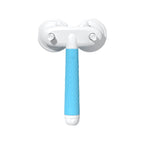 White hair removal device with a blue handle on a white background