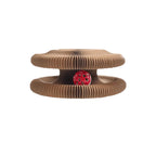 Brown pet toy with a red center on a white background