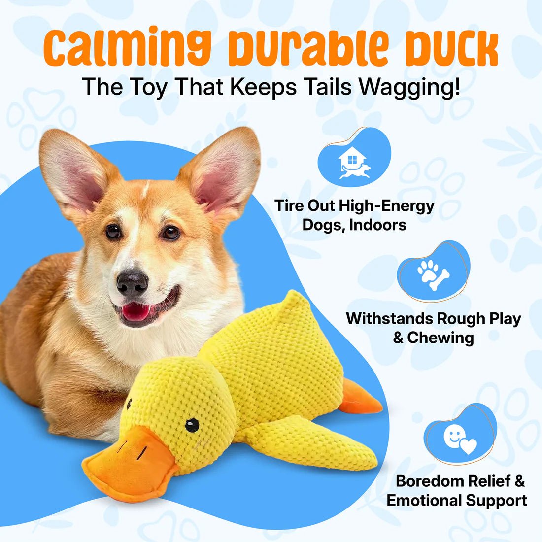 Zylera – Indestructible Duck Dog Toy for Anxiety & Play