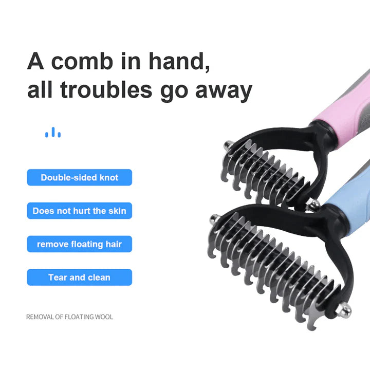 Furvana – Dual-Head Safe Dematting Pet Grooming Comb for Dogs & Cats
