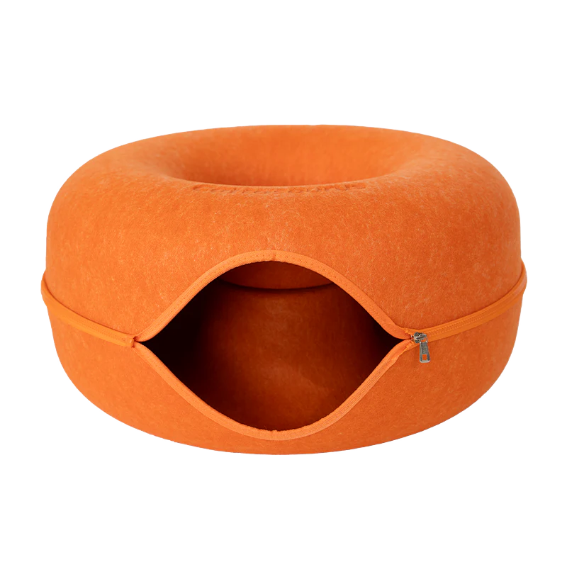 Purrluna – Cozy Peekaboo Cat Cave Bed for Indoor Cats & Kittens