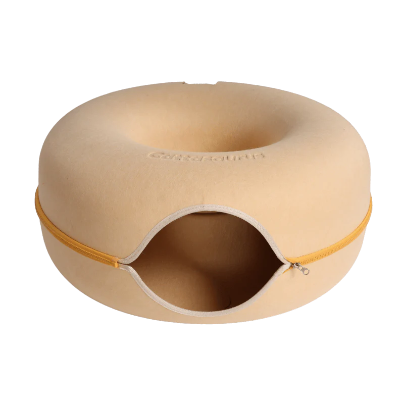 Purrluna – Cozy Peekaboo Cat Cave Bed for Indoor Cats & Kittens