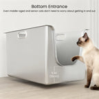 Whiskora – High-Sided Stainless Steel Cat Litter Box XL (Front Entry, Anti-Splash Design)