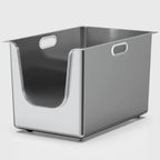 Whiskora – High-Sided Stainless Steel Cat Litter Box XL (Front Entry, Anti-Splash Design)