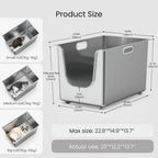 Whiskora – High-Sided Stainless Steel Cat Litter Box XL (Front Entry, Anti-Splash Design)