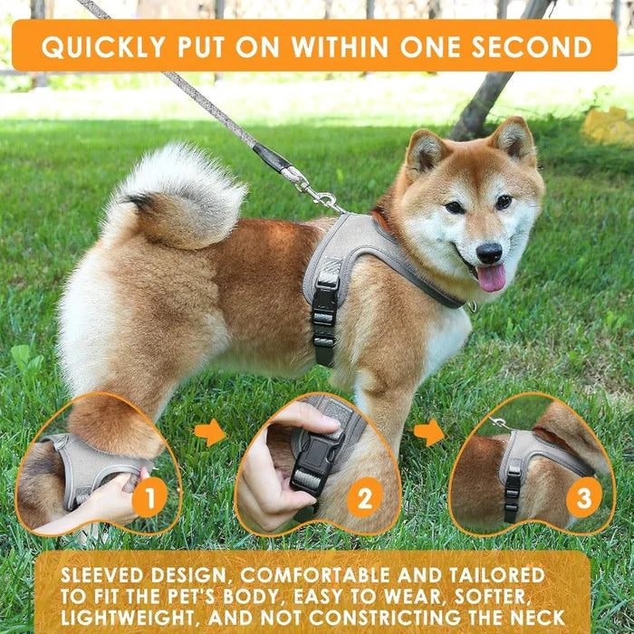Pawluna – Breathable Reflective Dog Harness & Leash Set