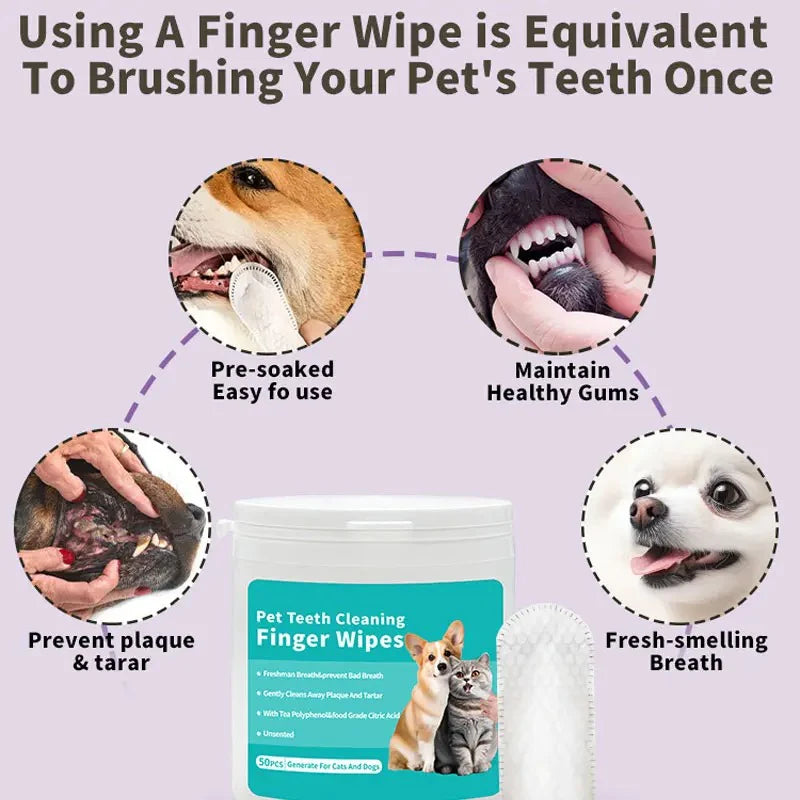 Pawdora – Tooth Cleaning Finger Wipes for Dogs & Cats | Pet Dental Care Finger Wipes
